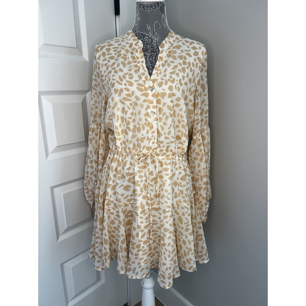 By Together Womens Light Animal Print Cinch Waist Tiered Dress NWT Retail $88 - Picture 3 of 7
